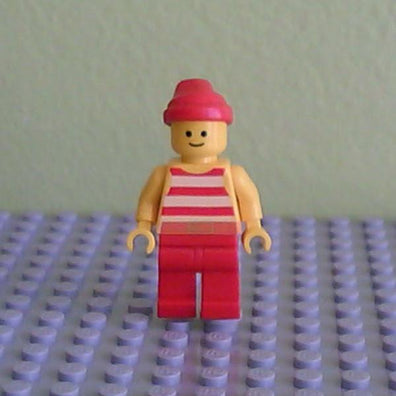 LEGO Minifigure-Pirate Red / White Stripes Shirt, Red Legs, Red Bandana-Pirates / Pirates I-PI046-Creative Brick Builders